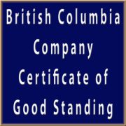 British Columbia Company - Certificate of Good Standing