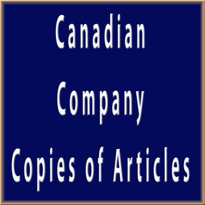 Copies of Articles for a Canadian Company