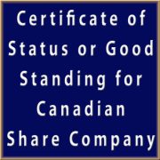 Certificate of Status or Good Standing for Share Company